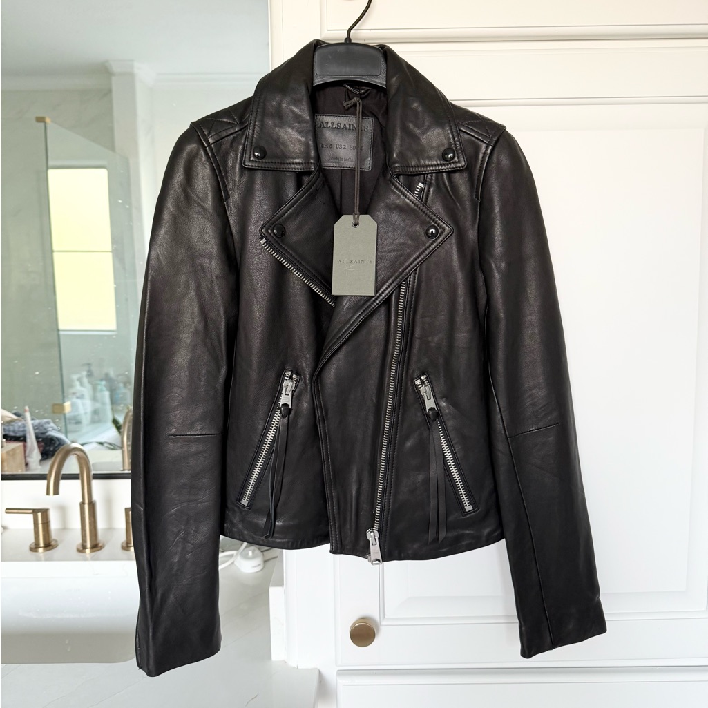Allsaints Dalby Leather Jacket, Size Us 2, Black